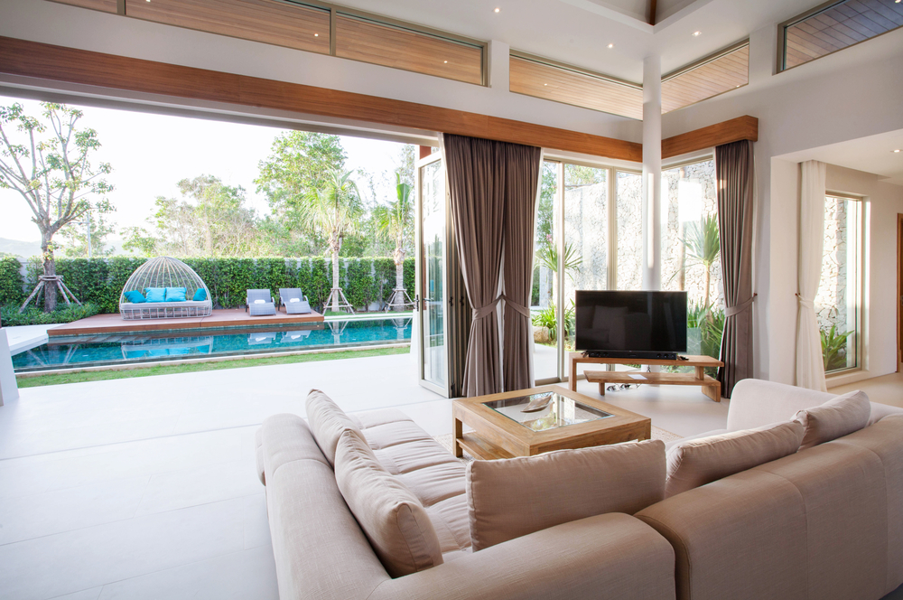Luxury,interior,design,in,living,room,of,pool,villas.,airy